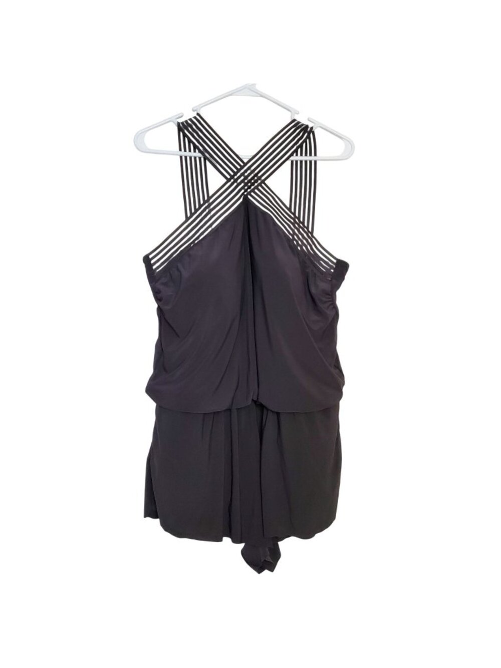 Aqua Green Black Plus Size 16 One Piece Swimsuit With Strappy Crisscross Front